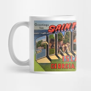 Greetings from Saint Simons Island, Georgia - Vintage Large Letter Postcard Mug